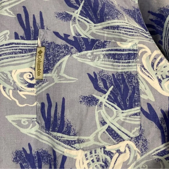 Columbia Sportswear Company shirt Mens Hawaian short sleeve Blue Size L - Picture 13 of 16
